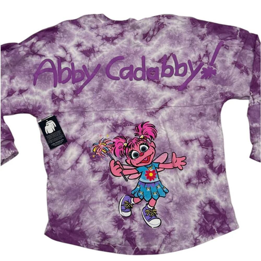 NWT Abby Cadabby‎ Spirit Jersey Sesame Street SeaWorld Purple Tie Dye Shirt Sz L